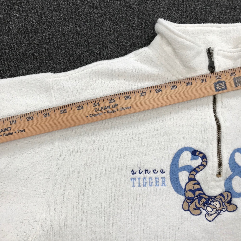 Disney Store Vintage Tigger 68 Classic Fleece Quarter Zip Pullover White Cream M - Picture 7 of 7